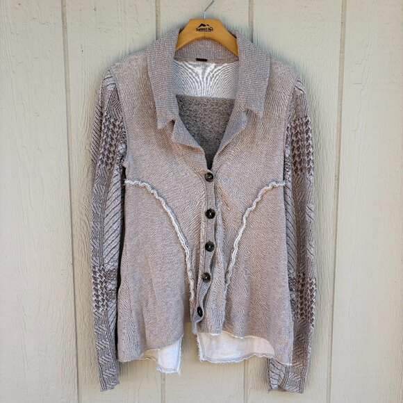 Free People Sweaters - Free People Patchwork Cardigan Women's Small Brown Statement Sleeve Boho